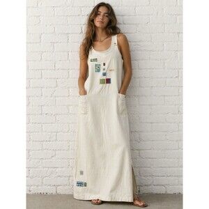 Pear Maxi Dress Womens Small Appliqué Nature Cotton Sleeveless Artsy USA Vintage